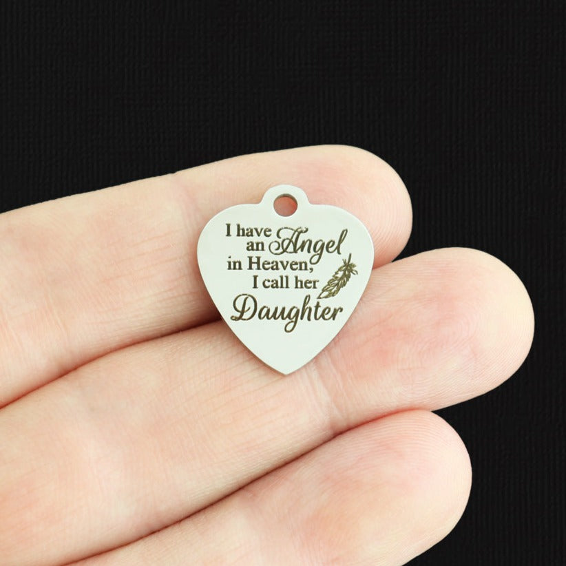 Memorial Stainless Steel Charms - I have an angel in heaven, I call her daughter - BFS011-7973