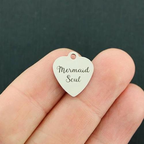 Mermaid Soul Stainless Steel Small Heart Charms - BFS012-4299