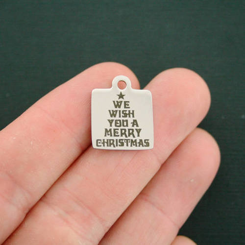 Merry Christmas Stainless Steel Charms - We wish you a - BFS013-2883