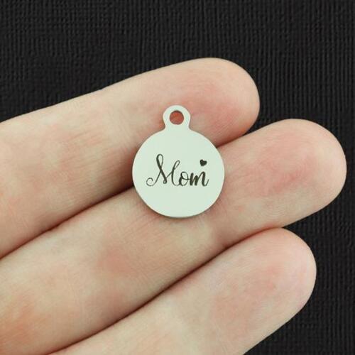 Mom Stainless Steel Small Round Charms - BFS002-5665