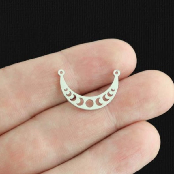 Moon Phases Crescent Moon Connector Stainless Steel Charm 2 Sided - SSP518