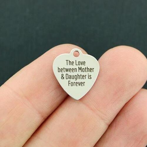 Mother Daughter Stainless Steel Small Heart Charms - The love between is forever - BFS012-4534