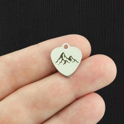 Breloques Montagnes Petit Coeur en Acier Inoxydable - BFS012-5401
