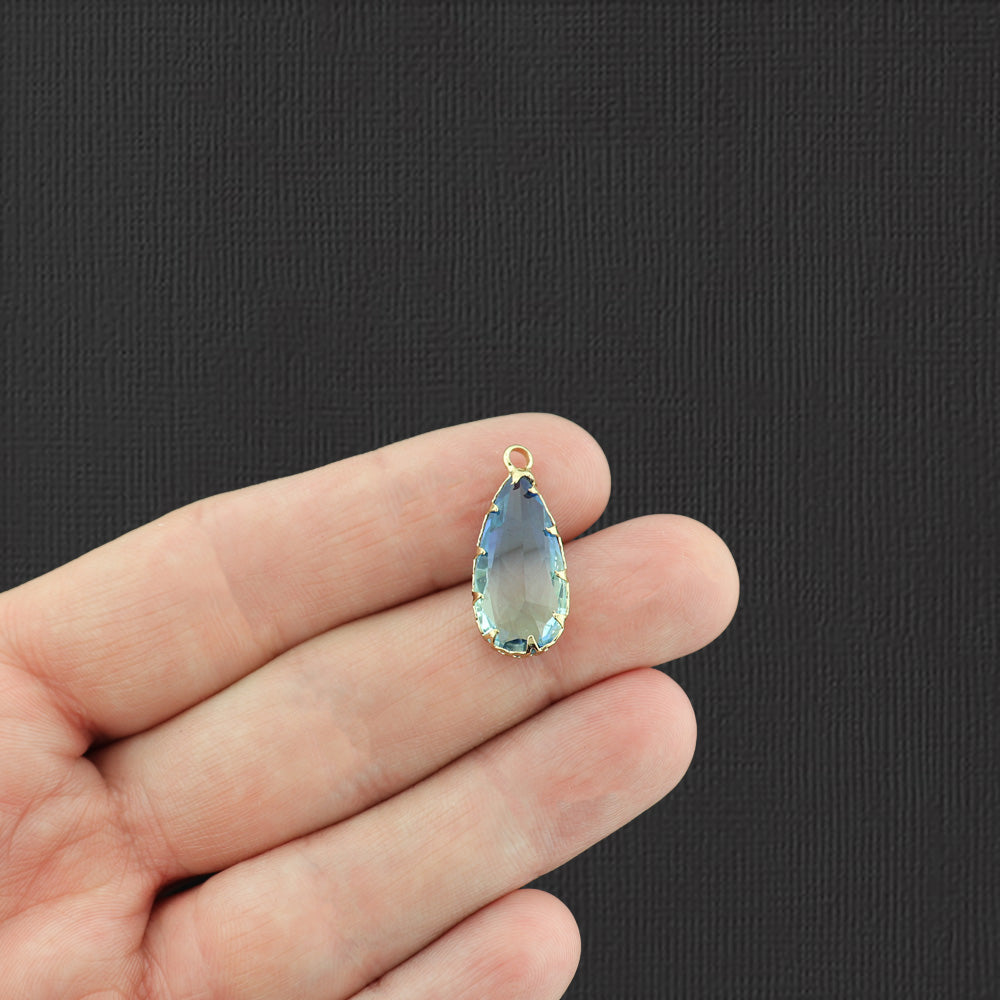 Multi-color Glass Pendant Gold Tone Charm - Z1261