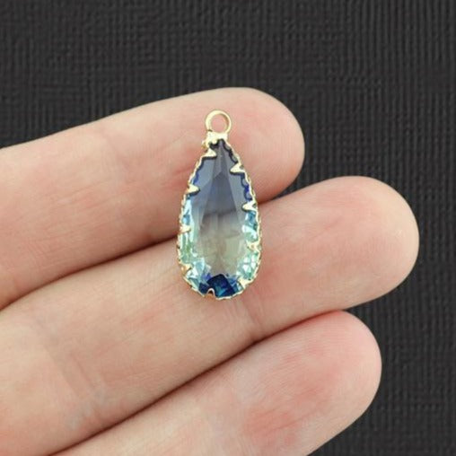 Multi-color Glass Pendant Gold Tone Charm - Z1261