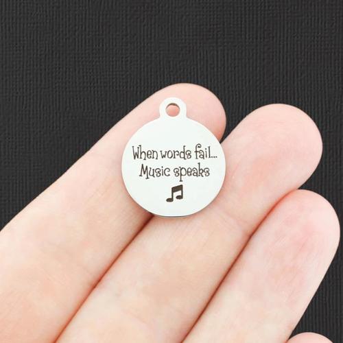Charms en acier inoxydable de musique - Quand les mots échouent... La musique parle - BFS001-2296