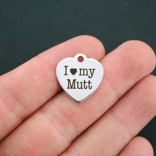 Mutt Stainless Steel Charms - I love my - BFS011-0171