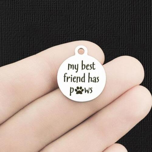 My best friend Stainless Steel Charms - has paws - BFS001-6114