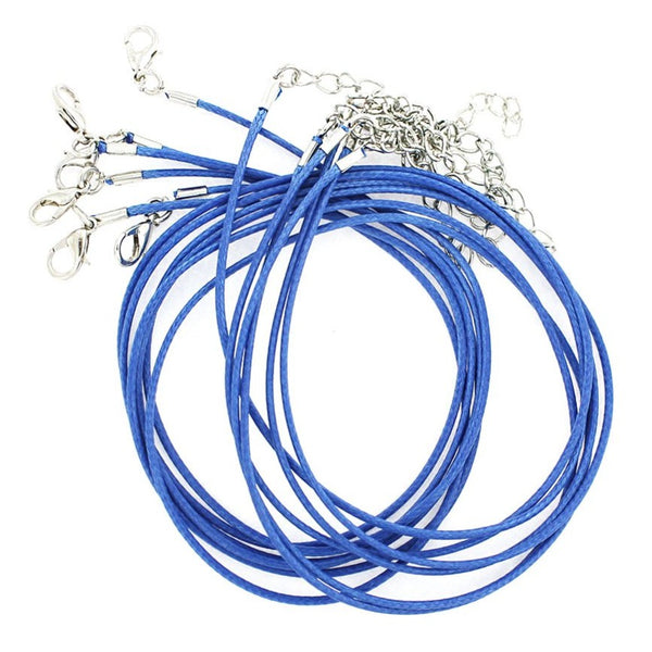 Dark Blue Wax Cord Necklace 18" Plus Extender - 2mm - 5 Necklaces - N203