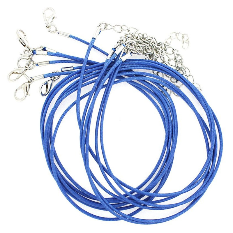 Dark Blue Wax Cord Necklace 18" Plus Extender - 2mm - 12 Necklaces - N203