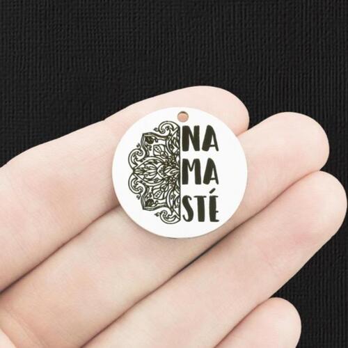Namaste Stainless Steel 25mm Round Charms - BFS009-6197