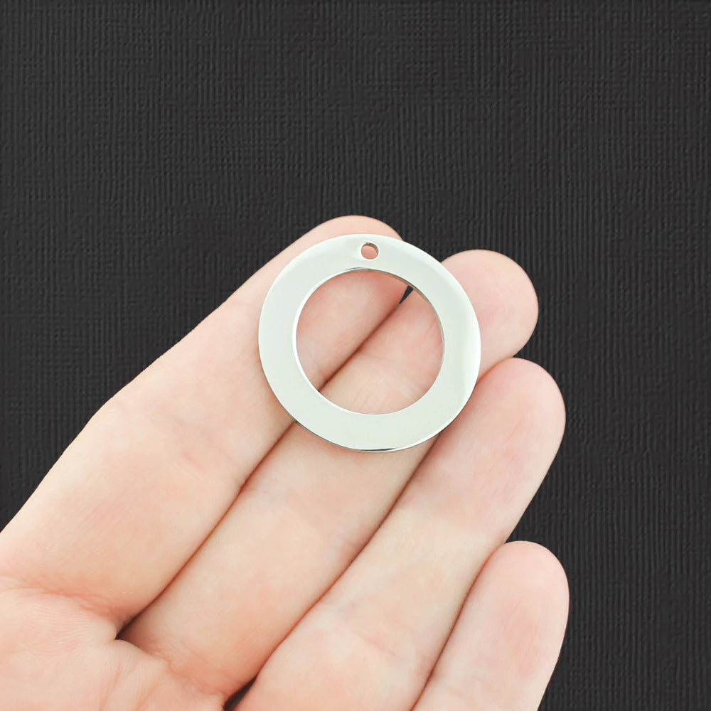 Nana Stainless Steel Affirmation Circle Charms With Hole - My greatest blessings call me - BFS021-6063