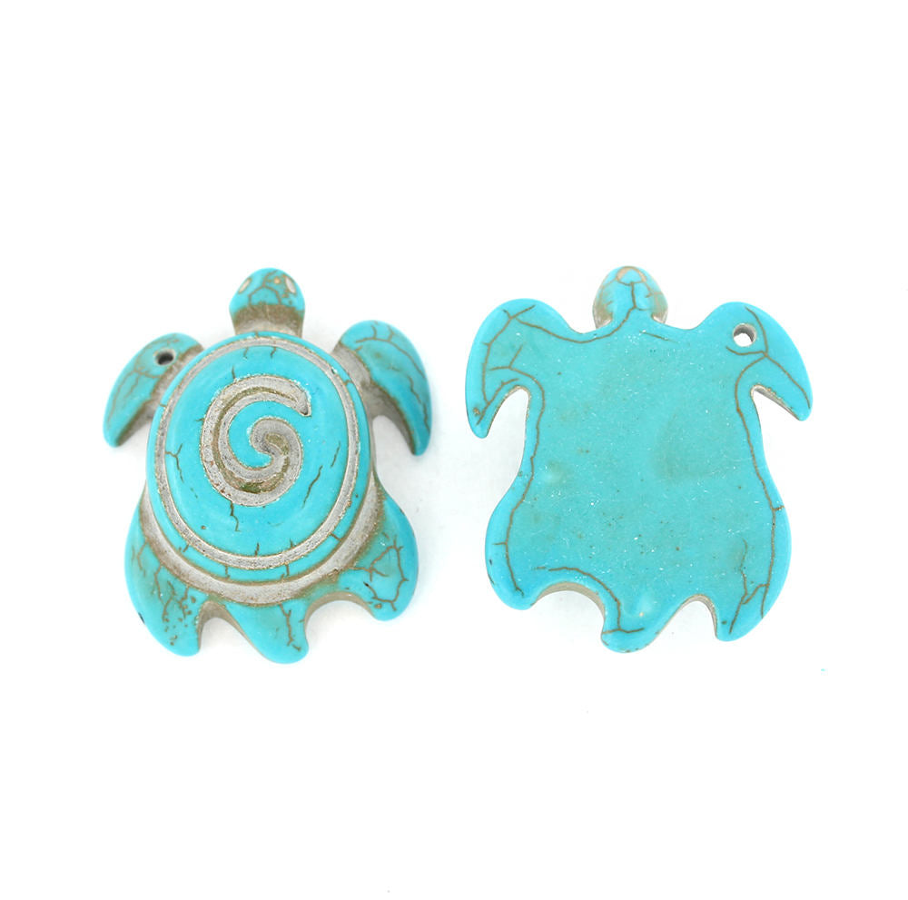 Natural Howlite Turtle Gemstone Charm - Z383