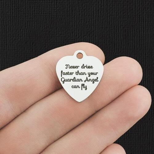 Never drive faster Stainless Steel Charms - than your guardian angel can fly - BFS011-5871