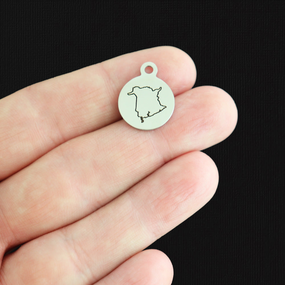 New Brunswick Outline Stainless Steel Small Round Charms - BFS002-8074