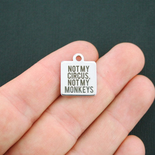 Breloques en acier inoxydable Not My Circus - Not My Monkeys - BFS013-0577