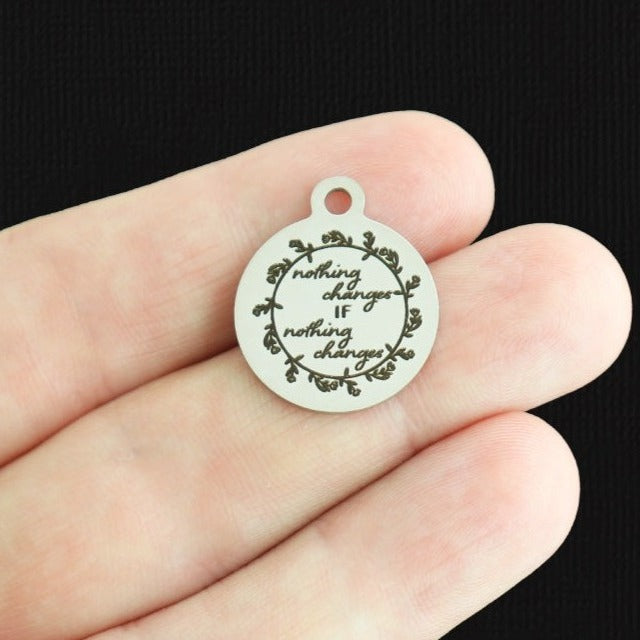 Nothing Changes Stainless Steel Charms - if nothing changes - BFS001-7905