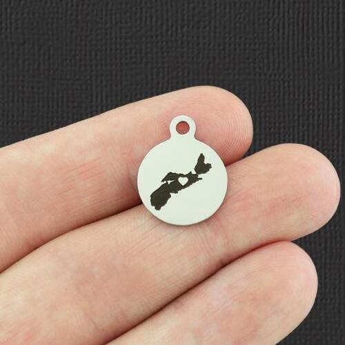 Nova Scotia Stainless Steel Small Round Charms - BFS002-5435