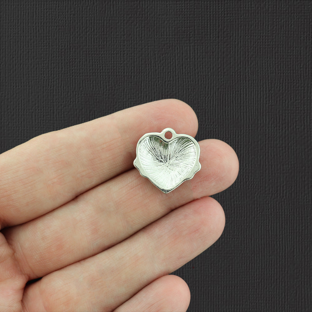 Nurse Heart Antique Silver Tone Charm With Inset Clear Rhinestones - SC3731