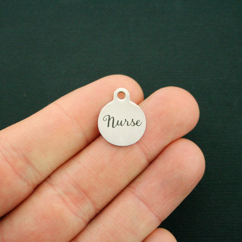 Nurse Stainless Steel Small Round Charms - BFS002-1666