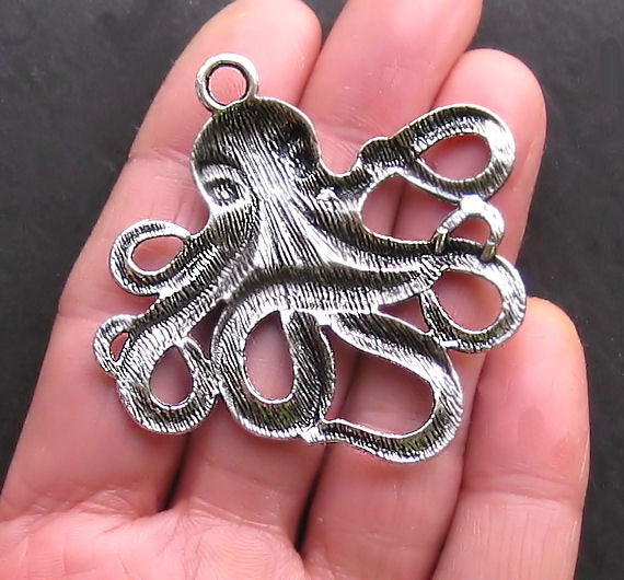 Octopus Antique Silver Tone Charm - SC964