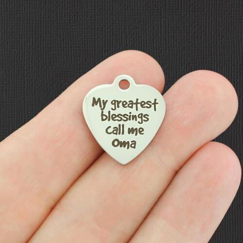 Oma Stainless Steel Charms - My greatest blessings call me - BFS011-3413