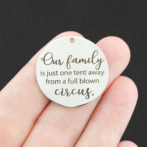 Our Family Stainless Steel 30mm Round Charms - is just one tent away from a full blown circus. - BFS010-5018