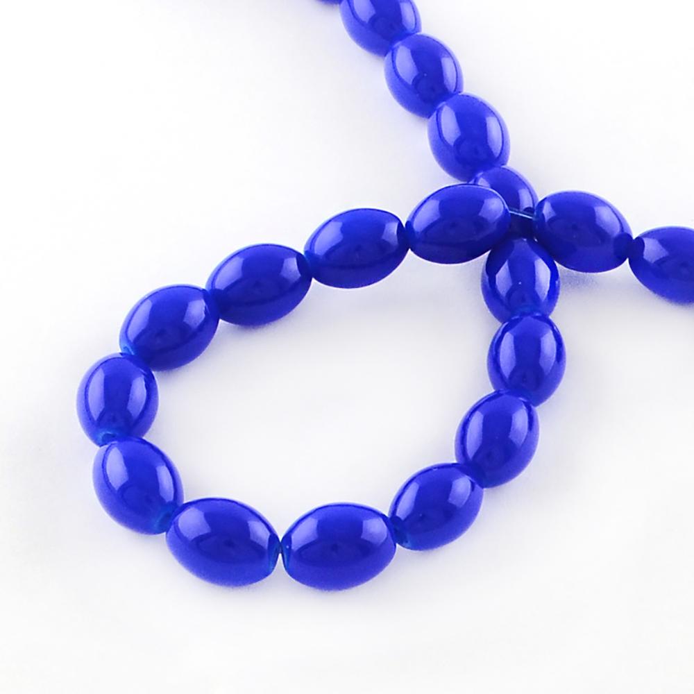 Oval Glass Beads 11mm x 8mm - Royal Blue - 1 Strand 78 Beads - BD1126
