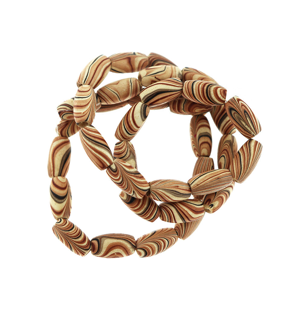 Perles en Bois Ovale 15mm x 8mm - Marron Café Naturel - 1 Rang 35 Perles - BD413