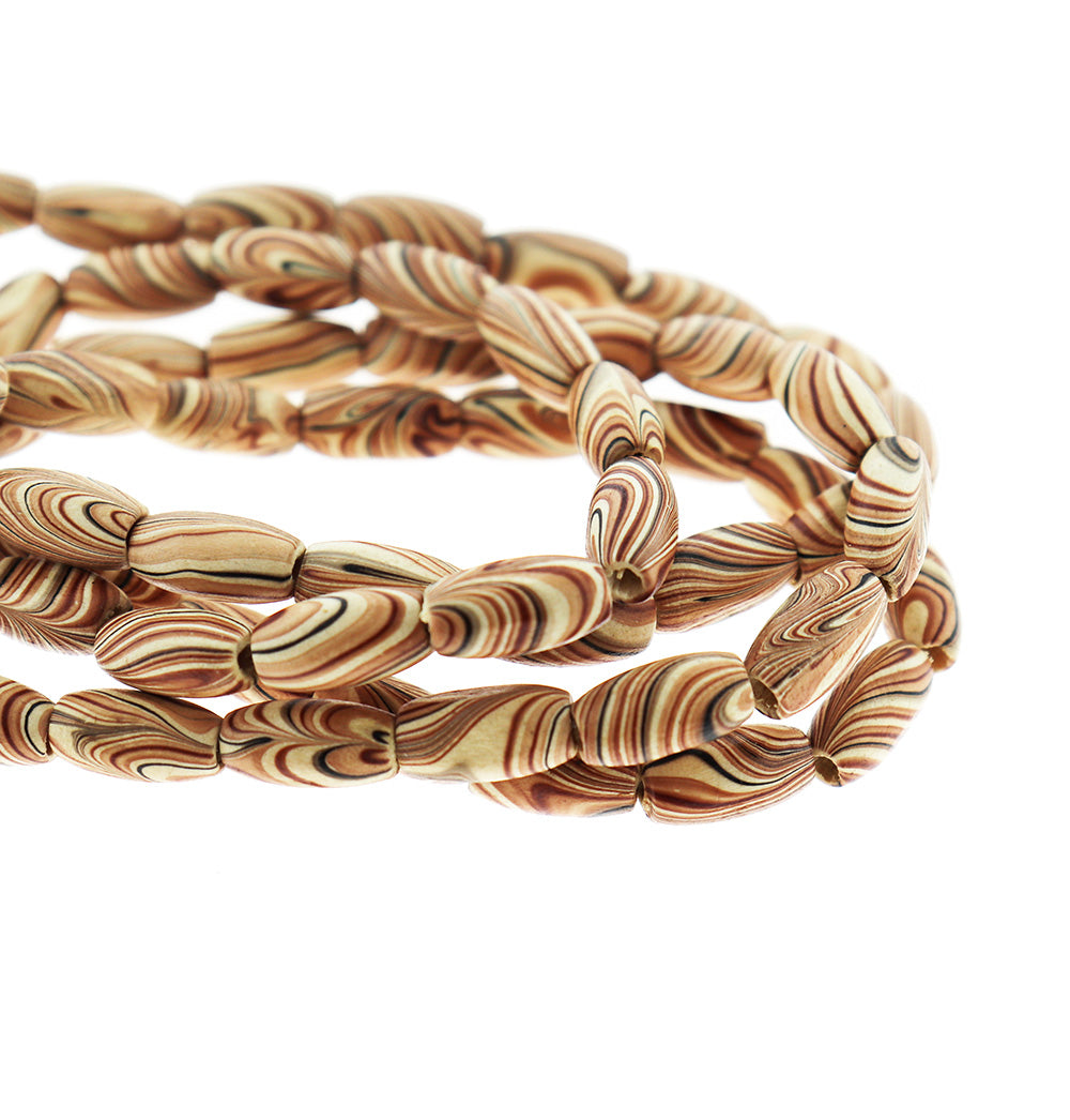 Perles en Bois Ovale 15mm x 8mm - Marron Café Naturel - 1 Rang 35 Perles - BD413