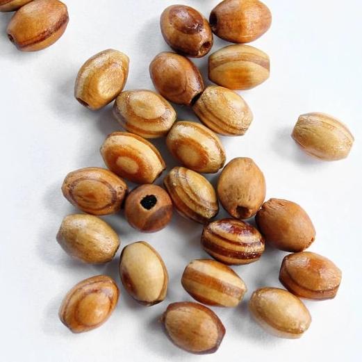 Oval Wood Beads 8mm x 5.5mm - Natural Light Brown - 35 Beads - BD507