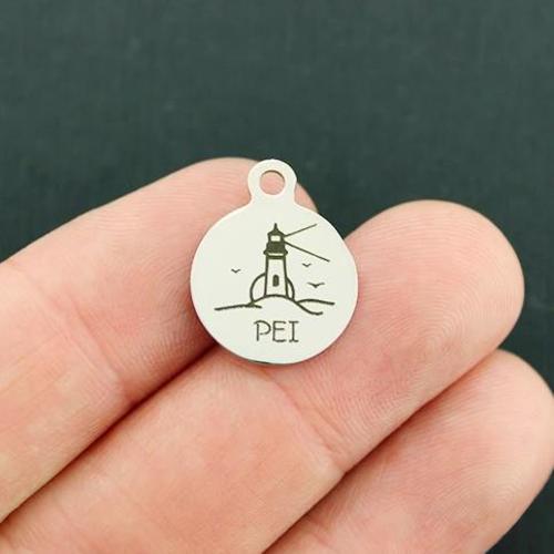 PEI Lighthouse Stainless Steel Small Round Charms - BFS002-3267