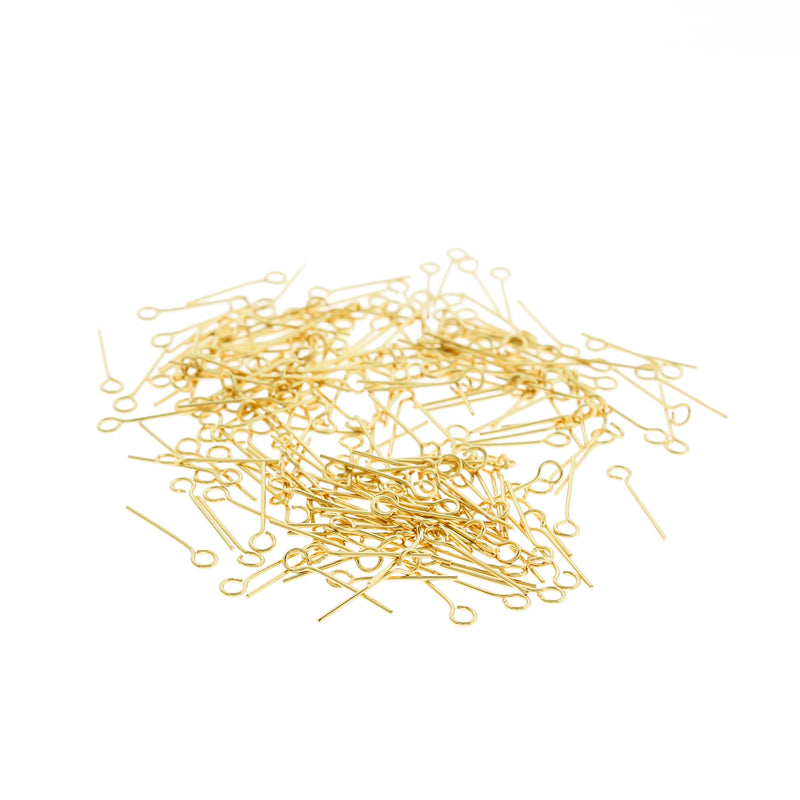 Gold Stainless Steel Eye Pins - 15mm - 50 Pieces - PIN092
