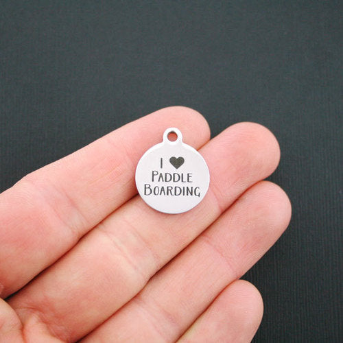 Paddle Boarding Stainless Steel Charms - I love - BFS001-1123