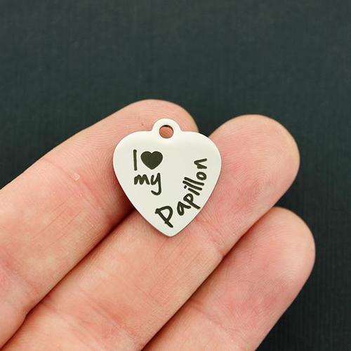 Papillon Stainless Steel Charms - I love my - BFS011-3049