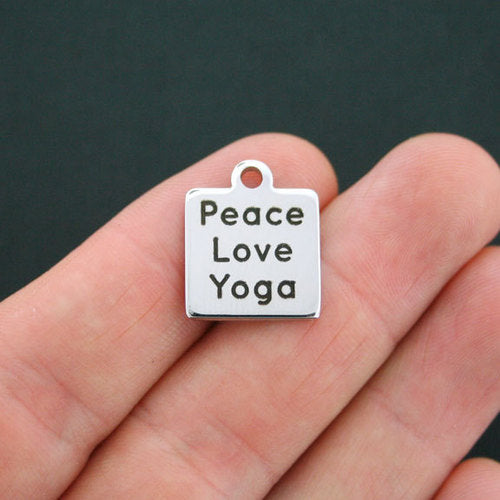 Peace Love Yoga Stainless Steel Charms - BFS013-0329