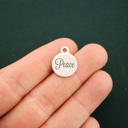 Peace Stainless Steel Small Round Charms - BFS002-1667
