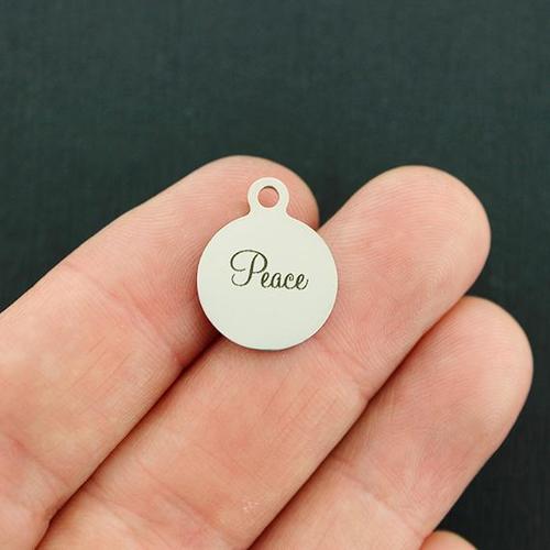 Peace Stainless Steel Small Round Charms - BFS002-3063