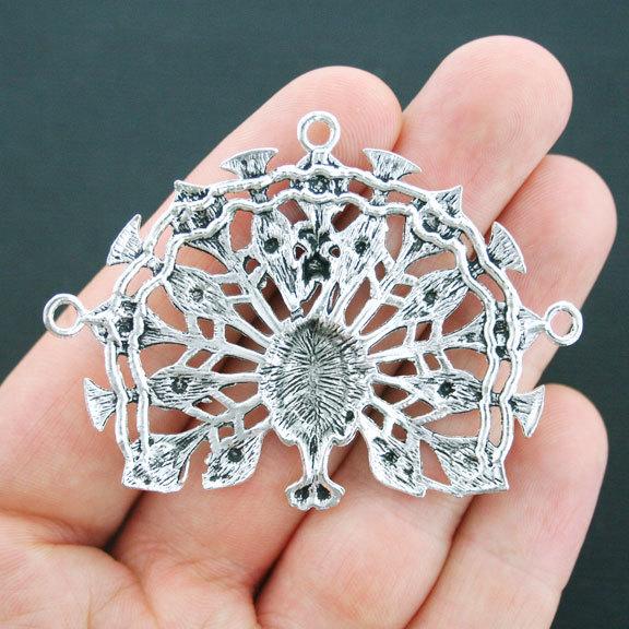 Peacock Antique Silver Tone Charms  - SC4711