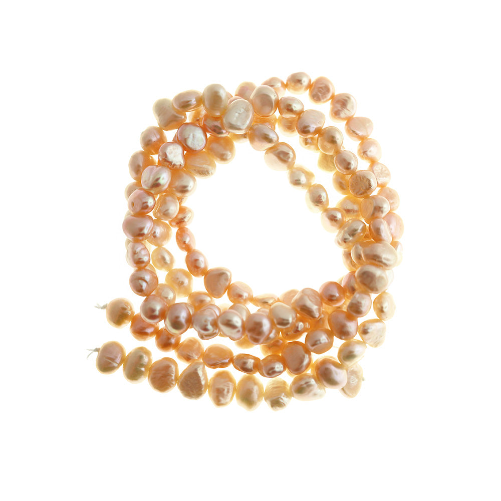 Pebble Glass Beads 4mm x 6mm - Pale Pink Imitation Pearl - 1 Strand 60 Beads - BD2786