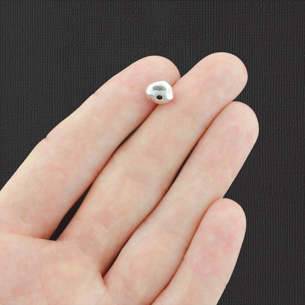 Pebble Spacer Beads 8mm - Antique Silver Tone - 15 Beads - SC6537