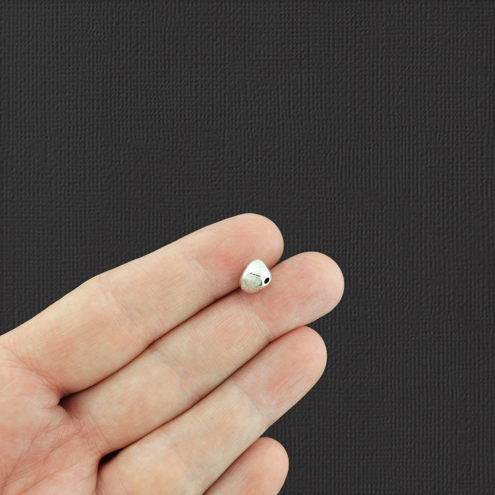 Pebble Spacer Beads 8mm - Antique Silver Tone - 15 Beads - SC6537