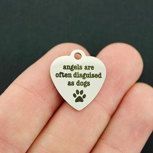 Pet Memorial Stainless Steel Charms - Angels are often disguised as dogs - BFS011-2769