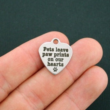 Pets Stainless Steel Charms - Leave paw prints on your heart - BFS011-1265