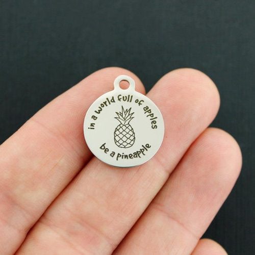 Pineapple Stainless Steel Charms - In a world full of apples, be a - BFS001-4218