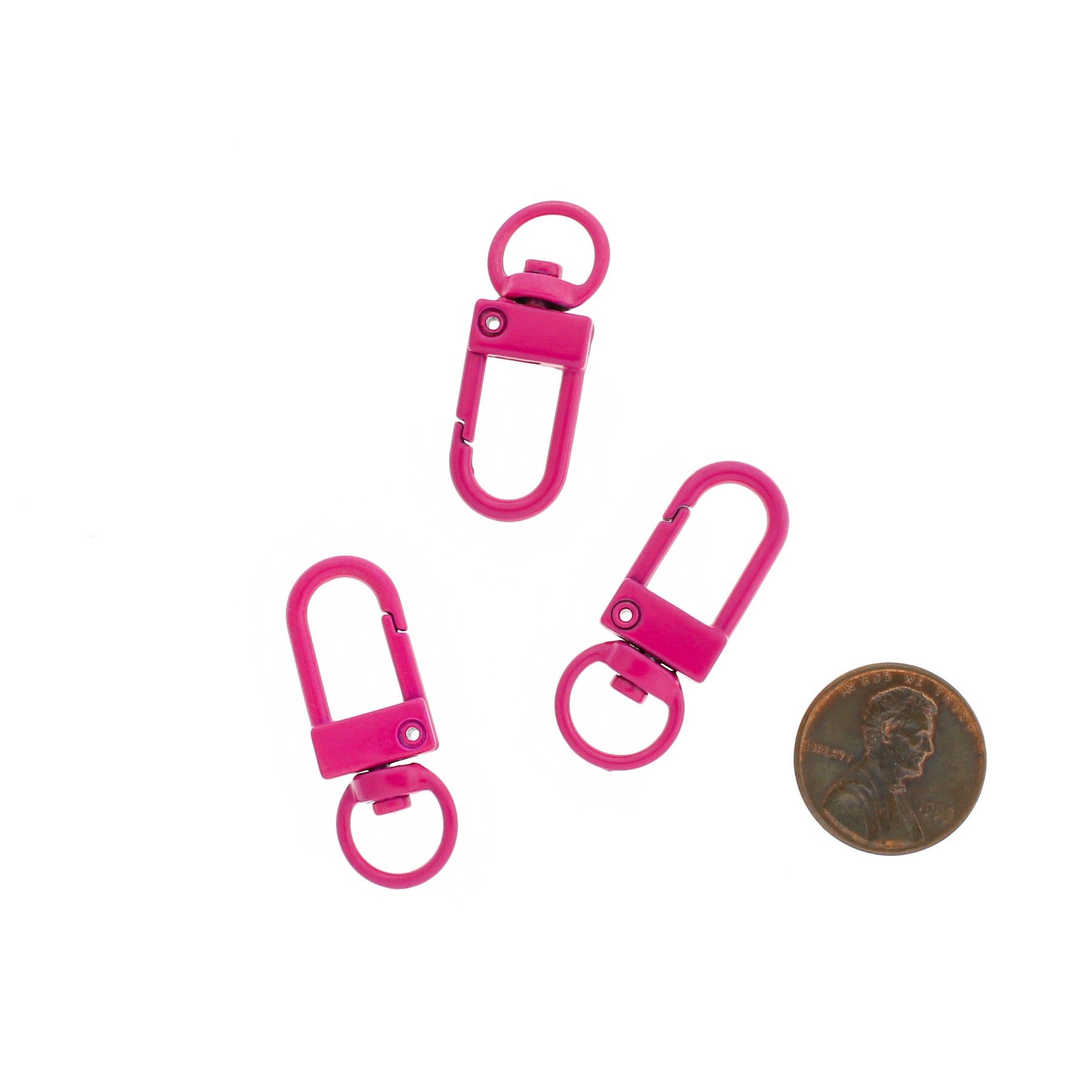 Fermoirs mousqueton pivotants en émail rose 34 mm x 12 mm - 4 fermoirs - FD1019