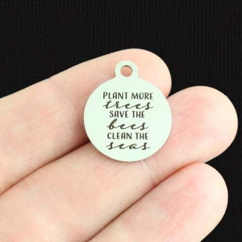 Plant more trees Stainless Steel Charms - Save the bees, Clean the seas - BFS001-6765