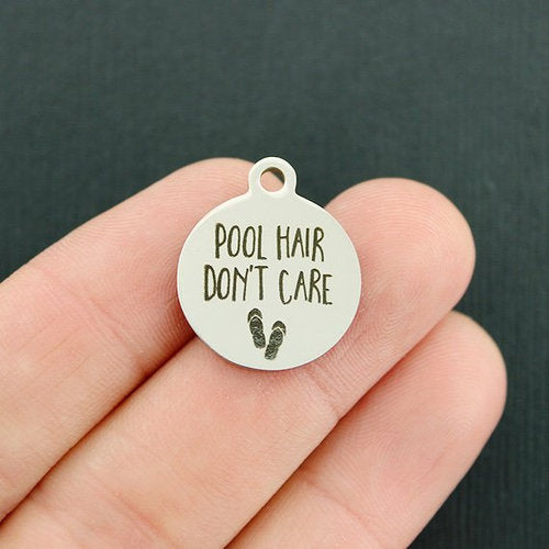 Pool Hair Stainless Steel Charms - Don't Care - BFS001-1271