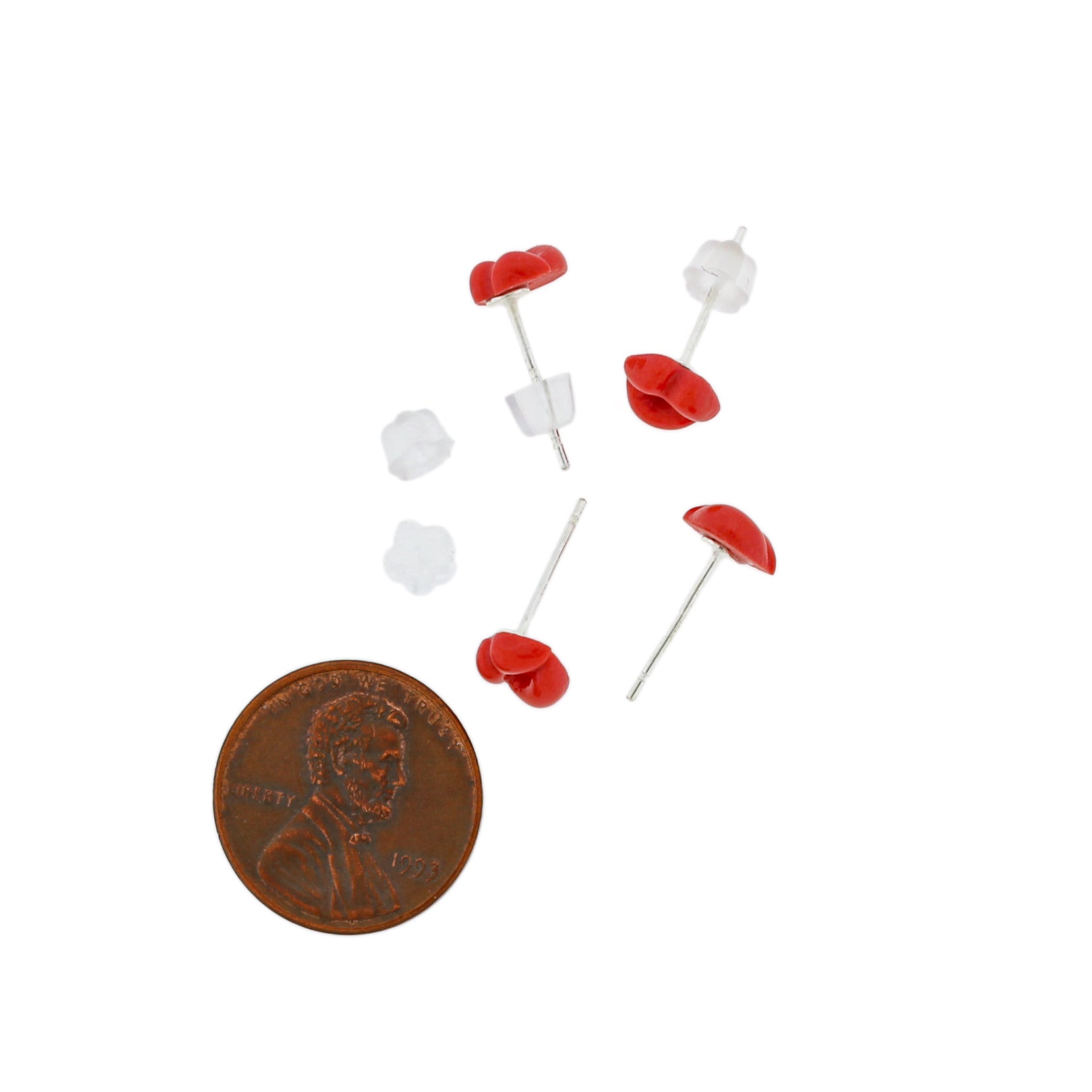 Porcelain Earrings - Red Lips Studs - 7mm x 6mm - 2 Pieces 1 Pair - ER627