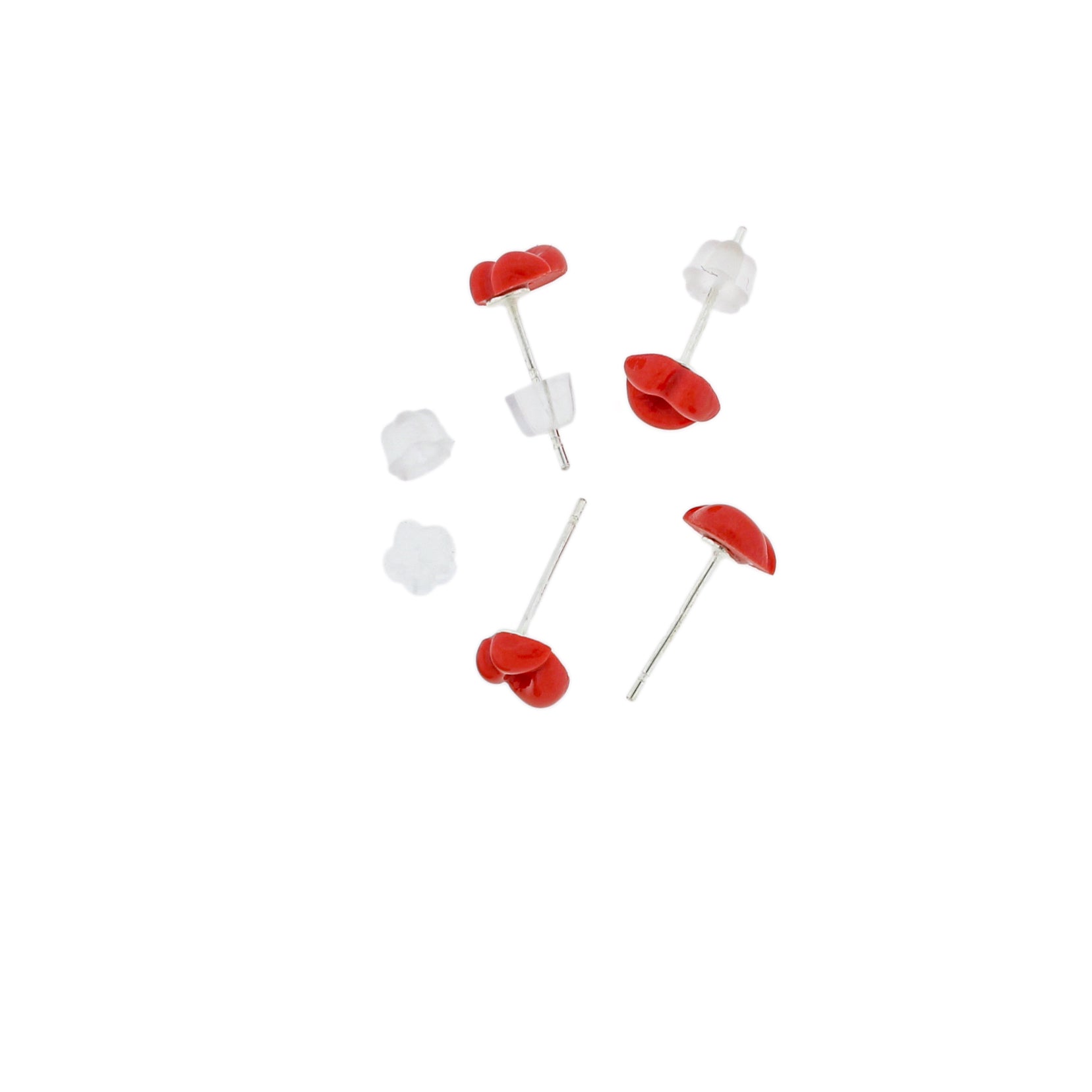 Porcelain Earrings - Red Lips Studs - 7mm x 6mm - 2 Pieces 1 Pair - ER627